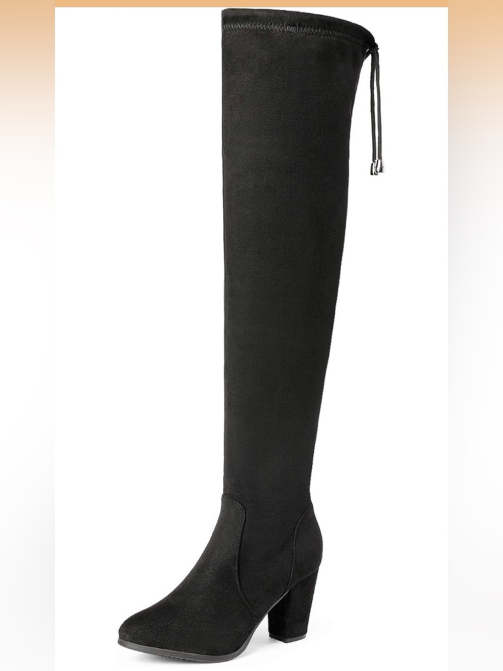 Women's Black Over-the-Knee Block Heel Boots